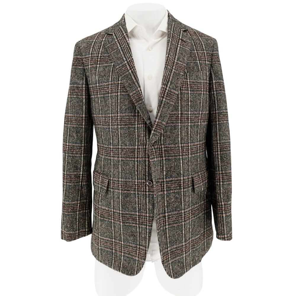Sartoria Castangia Green/Brown Wool Check Sport Coat – 56R